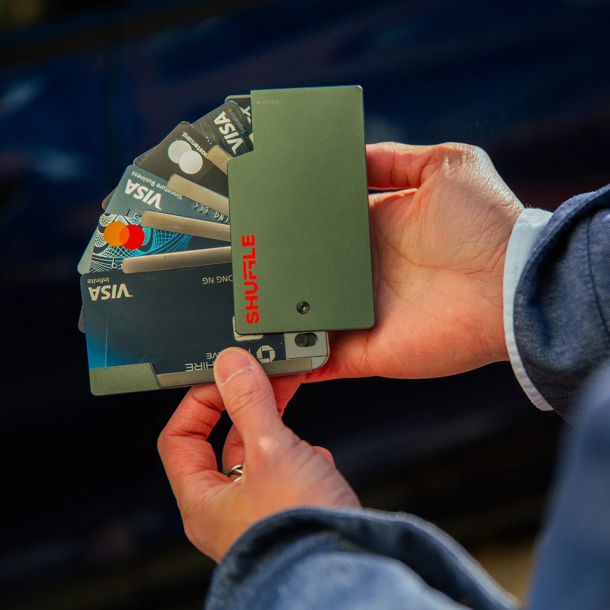 shuffle metal wallet