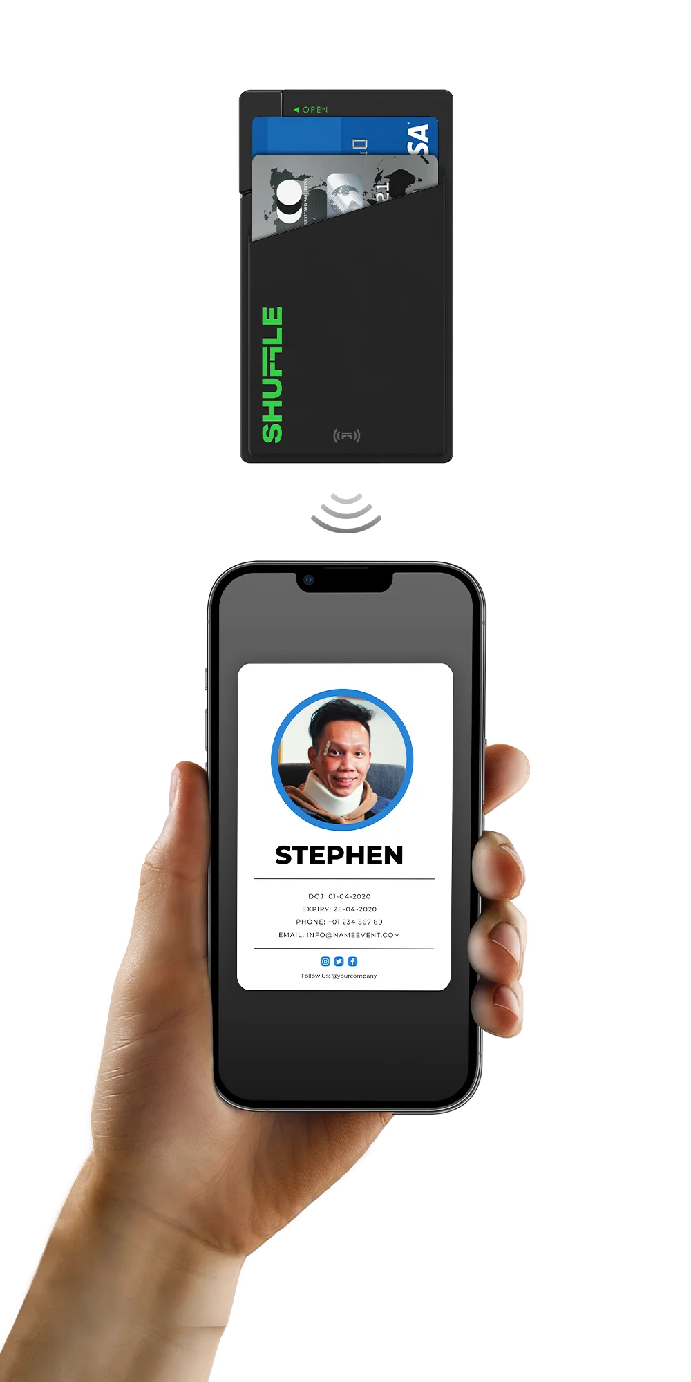 Shuffle minimalist wallet with nfc