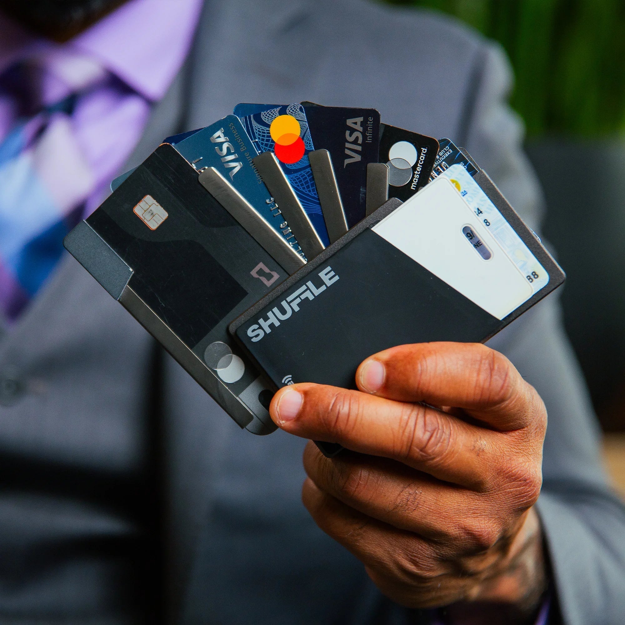 shufllet metal wallet with nfc