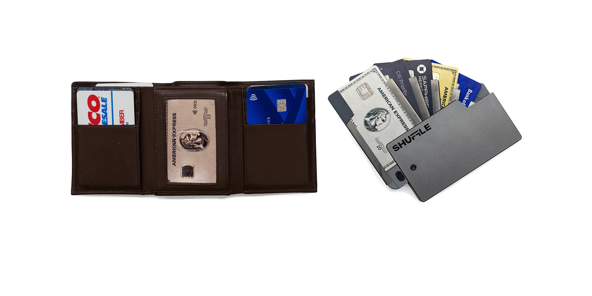 shuffle smart wallet have Innovative deck-of-cards opening mechanism